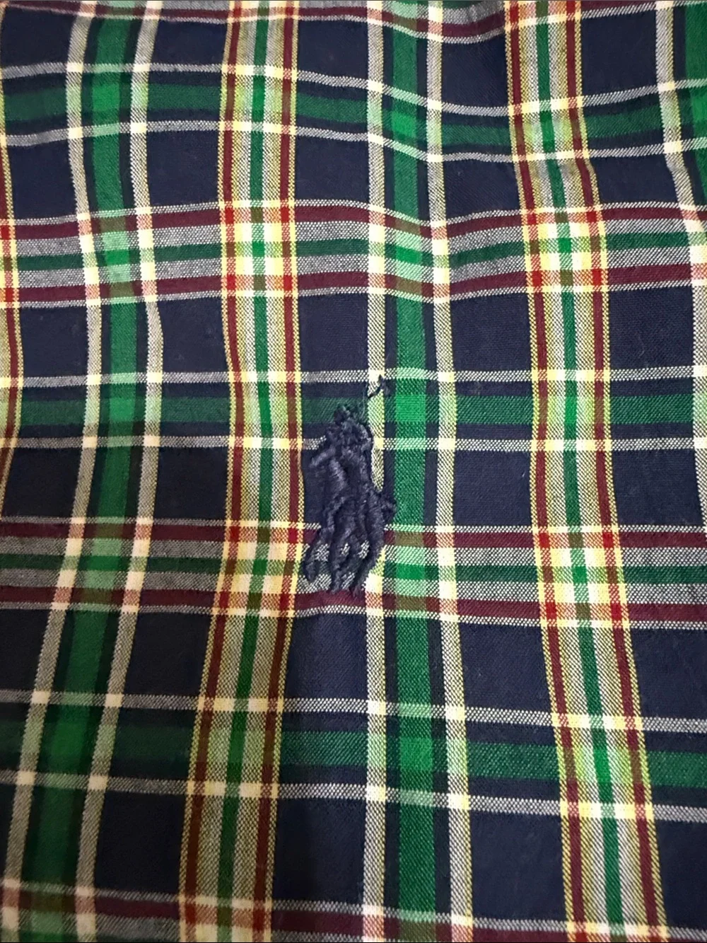 Ralph Lauren Green Navy Plaid Short-Sleeve Button-Down Shirt